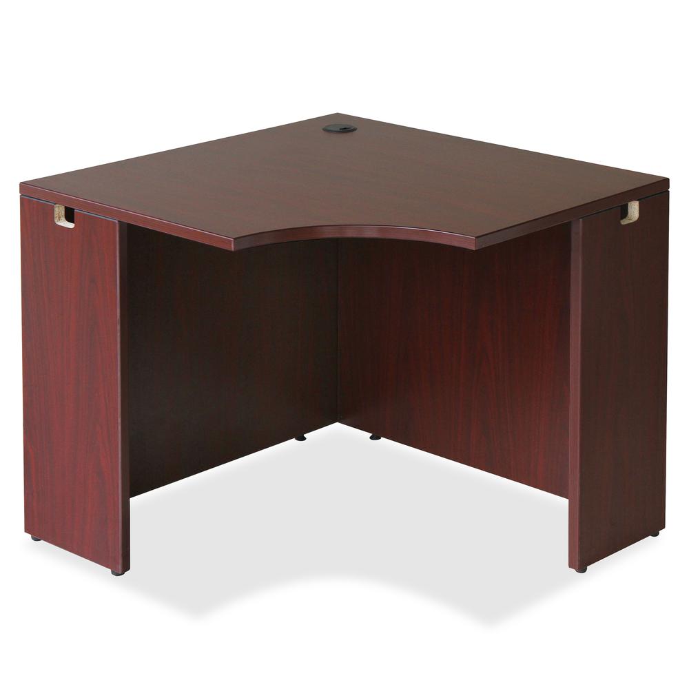 Lorell Essentials Series Corner Desk - Laminated Rectangle, Mahogany Top - 35.38" Table Top Width x 35.38" Table Top Depth x 1" Table Top Thickness - 29.50" HeightAssembly Required - Mahogany - 1 Each. Picture 2
