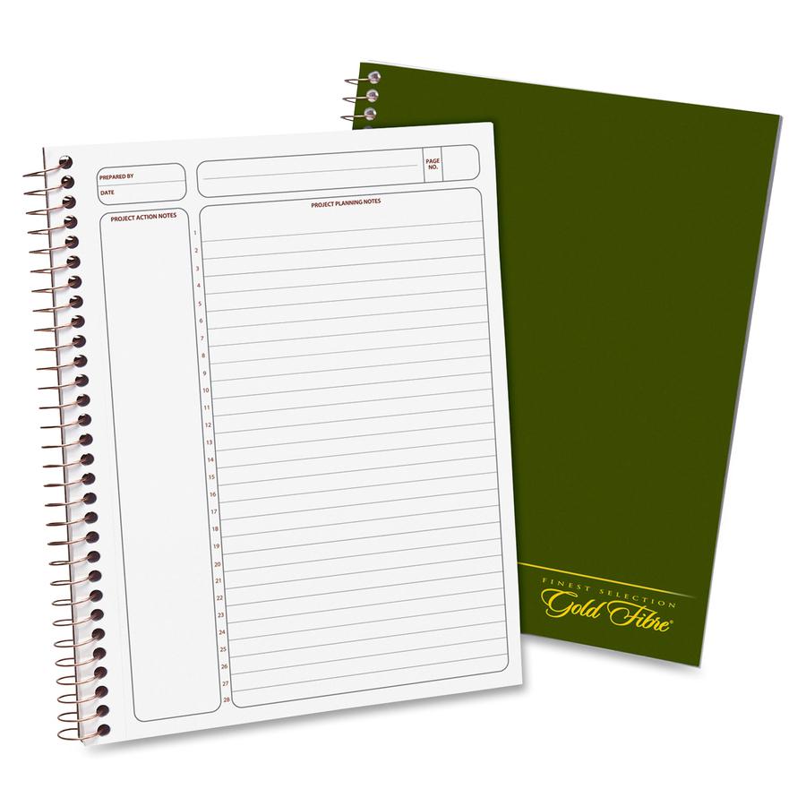 Ampad Gold Fibre Classic Project Planner - Action - White Sheet - Wire Bound - White - Classic Green Cover - 9.5" Height x 7.3" Width - Notes Area, Heavyweight, Micro Perforated, Durable Cover, Sturdy. Picture 3