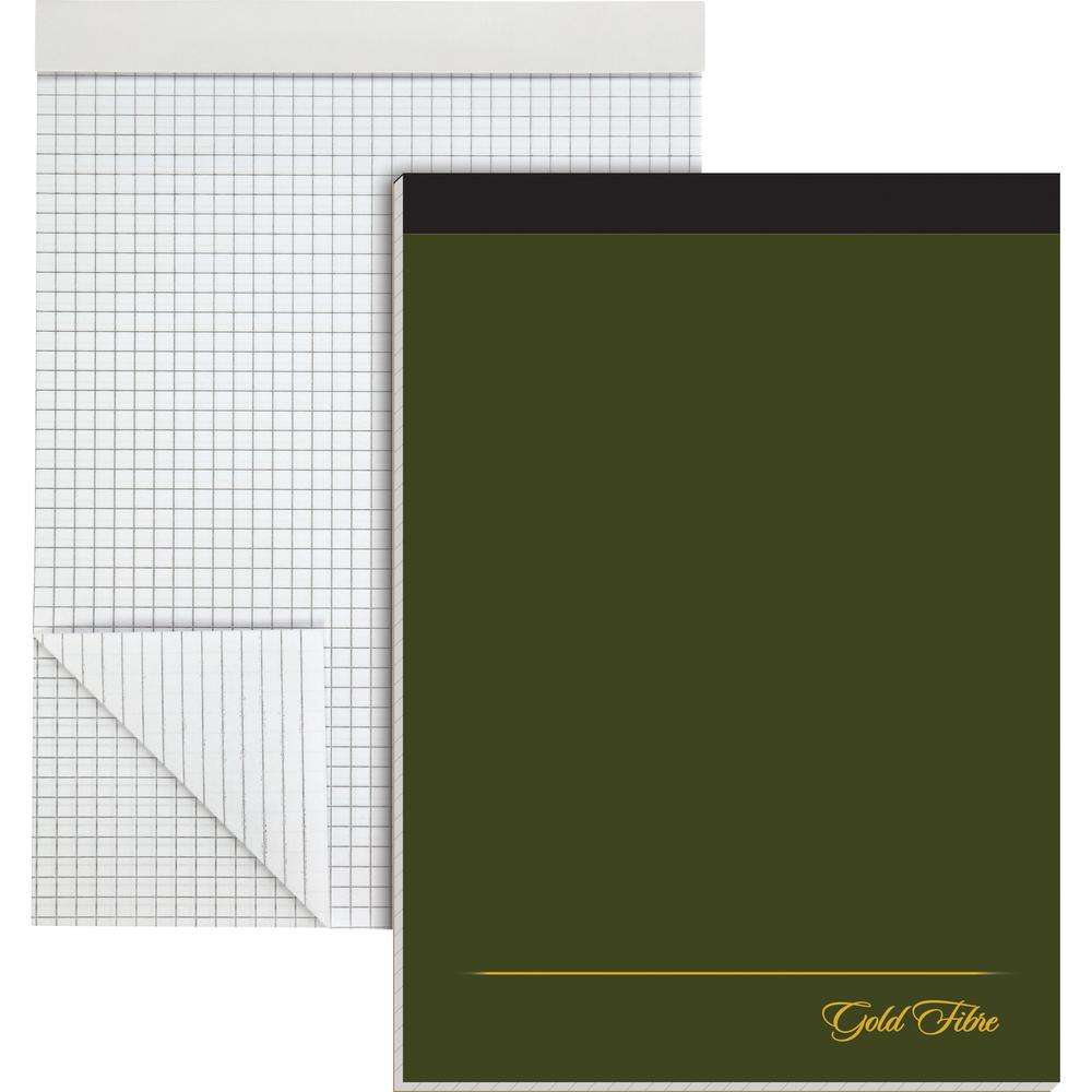 Ampad Gold Fibre Premium Quad Ruled Pad - 80 Sheets - Wire Bound - Both Side Ruling Surface - 20 lb Basis Weight - 8 1/2" x 11 3/4" - White Paper - Classic Green Cover - Micro Perforated, Chipboard Ba. Picture 3