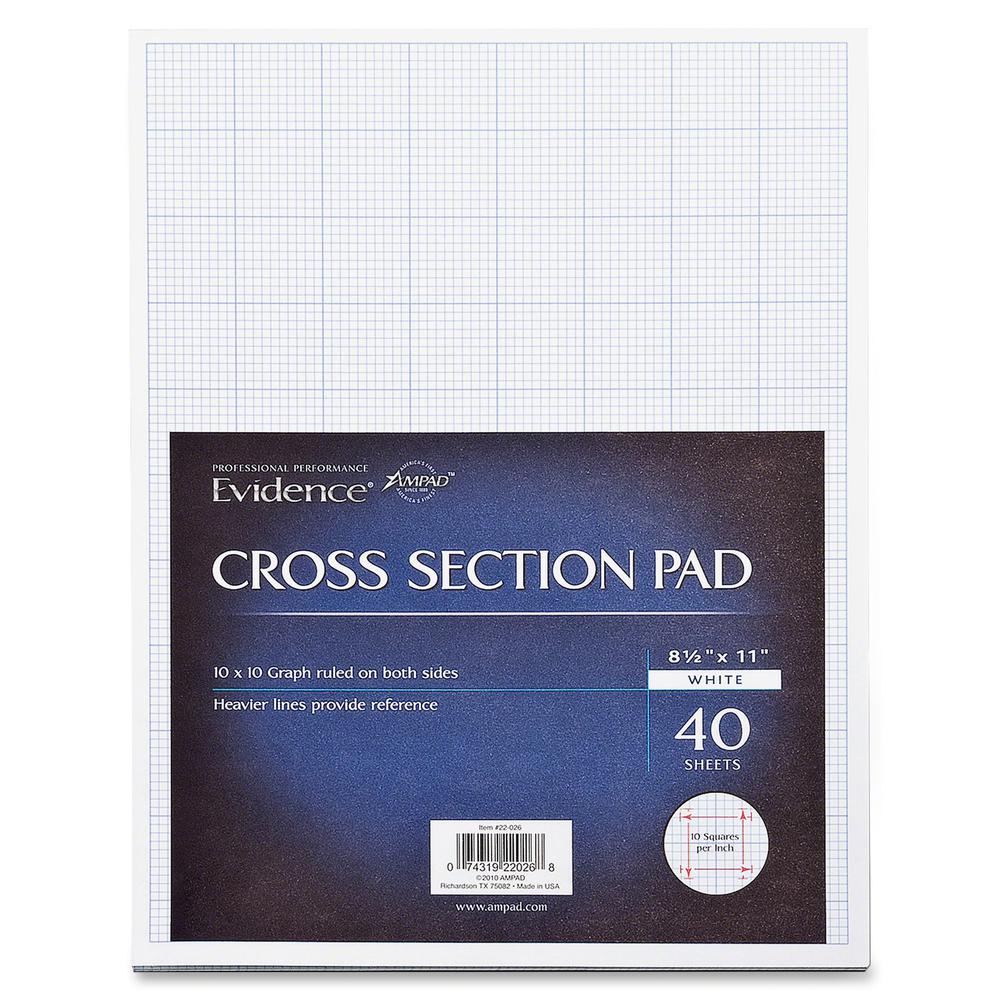 Ampad Graph Pad - 40 Sheets - Glue - 20 lb Basis Weight - Letter - 8 1/2" x 11" - White Paper - Chipboard Backing - 1 / Pad. Picture 2