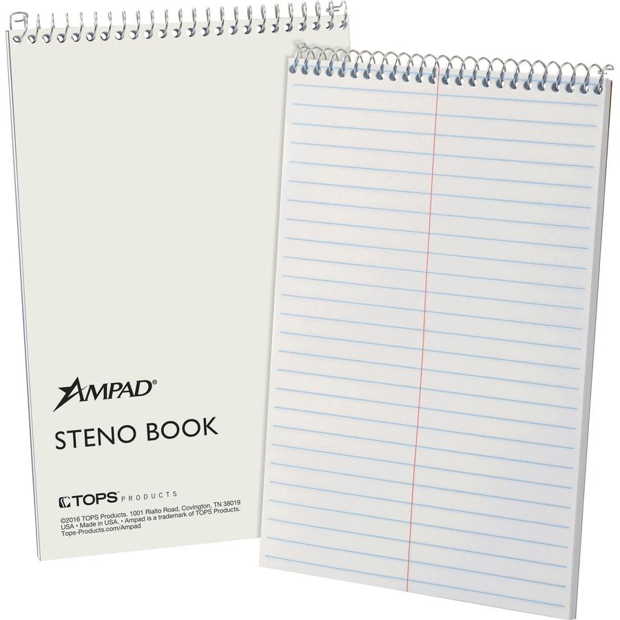 Ampad Kraft Cover Steno Book - 70 Sheets - Wire Bound - 0.34" Ruled - Gregg Ruled - 15 lb Basis Weight - 6" x 9" - White Paper - Kraft Cover - Chipboard Backing, Sturdy Cover - 1 Each. Picture 3