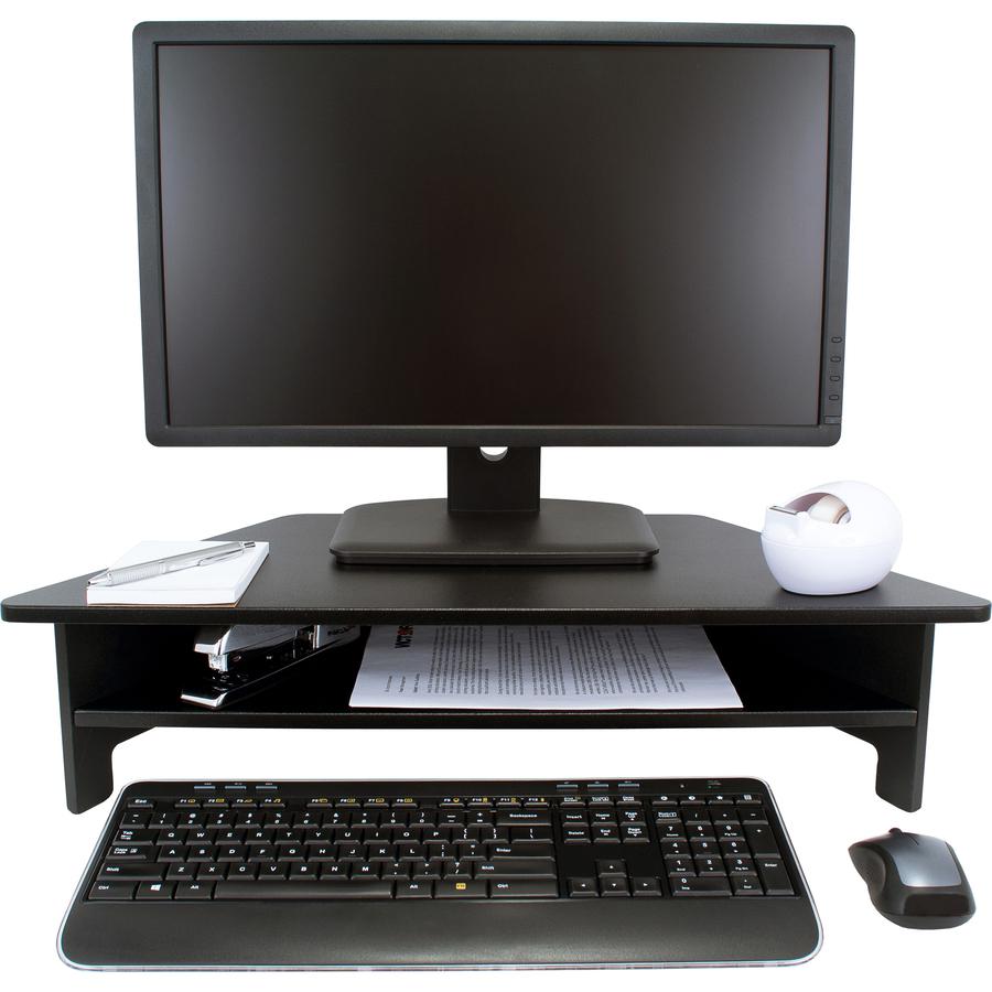 Victor High Rise Monitor Stand - Monitor Stand - Desk Riser - 7.5" Height x 27" Width x 11.5" Depth - Wood - Black. Picture 4