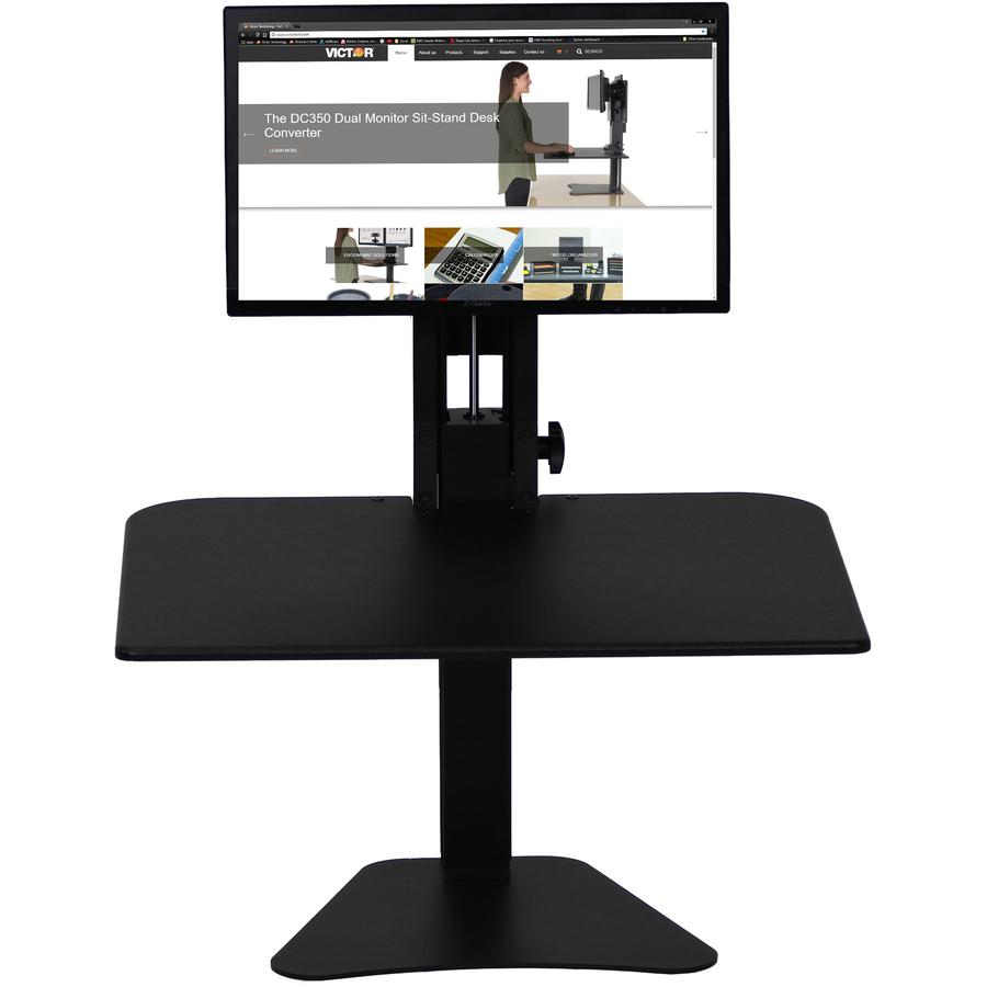 Victor High Rise Manual Standing Desk Workstation - Single Monitor Standing Desk Workstation - 11lb Monitor Capacity - 0" to 15.5" Height x 28" Width x 23" Depth - Standing Desk - Wood, Steel - Black. Picture 2