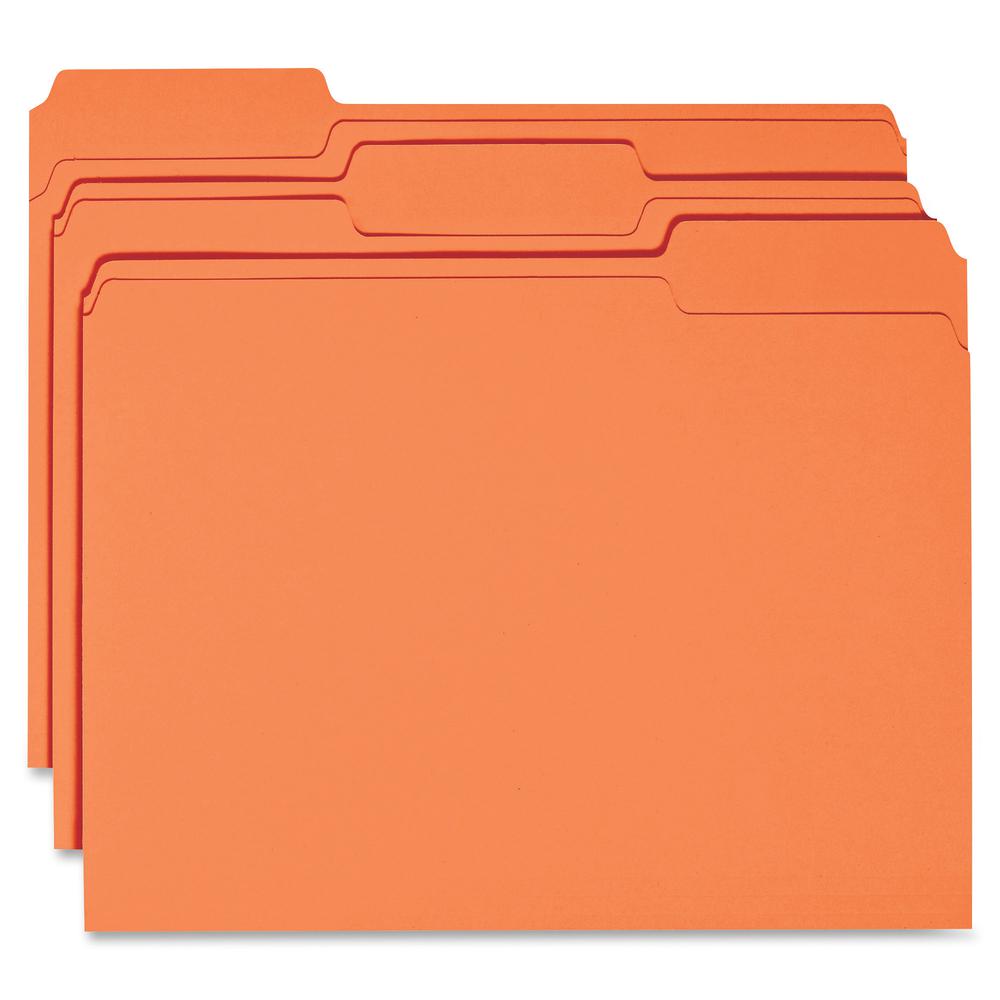 Business Source 1/3 Tab Cut Recycled Top Tab File Folder - Orange - 10% Recycled - 100 / Box. Picture 2