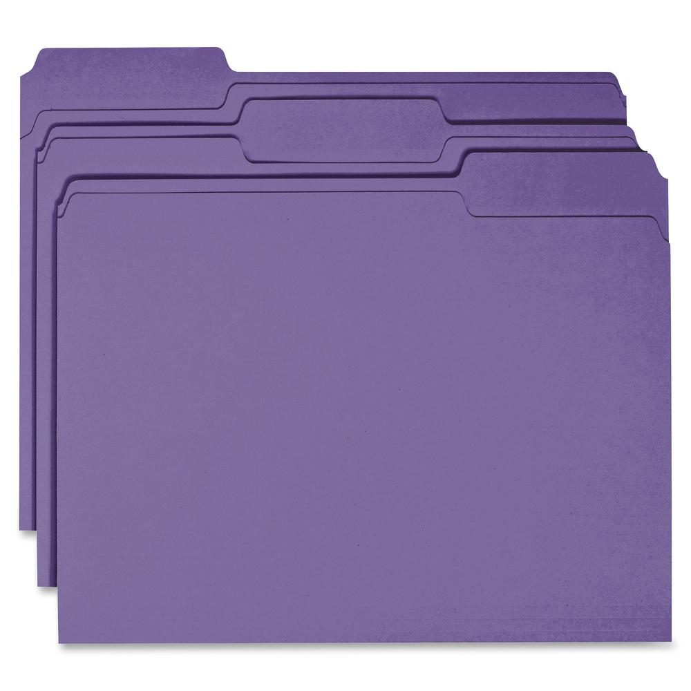 Business Source 1/3 Tab Cut Recycled Top Tab File Folder - Purple - 10% Recycled - 100 / Box. Picture 6
