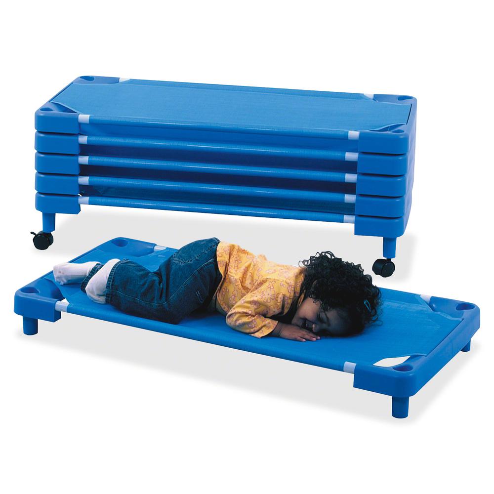 Children's Factory Full Size Cots Set - Blue - Steel, Polyester, Woven. Picture 2