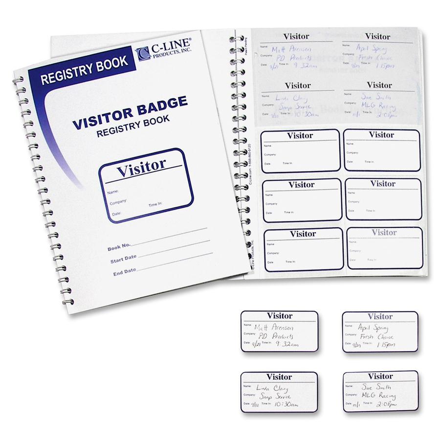 C-Line Visitor Badges with Registry Log - 3-5/8 x 1-7/8 Badge Size, 150 Badges and Log Book/BX, 97030. Picture 2