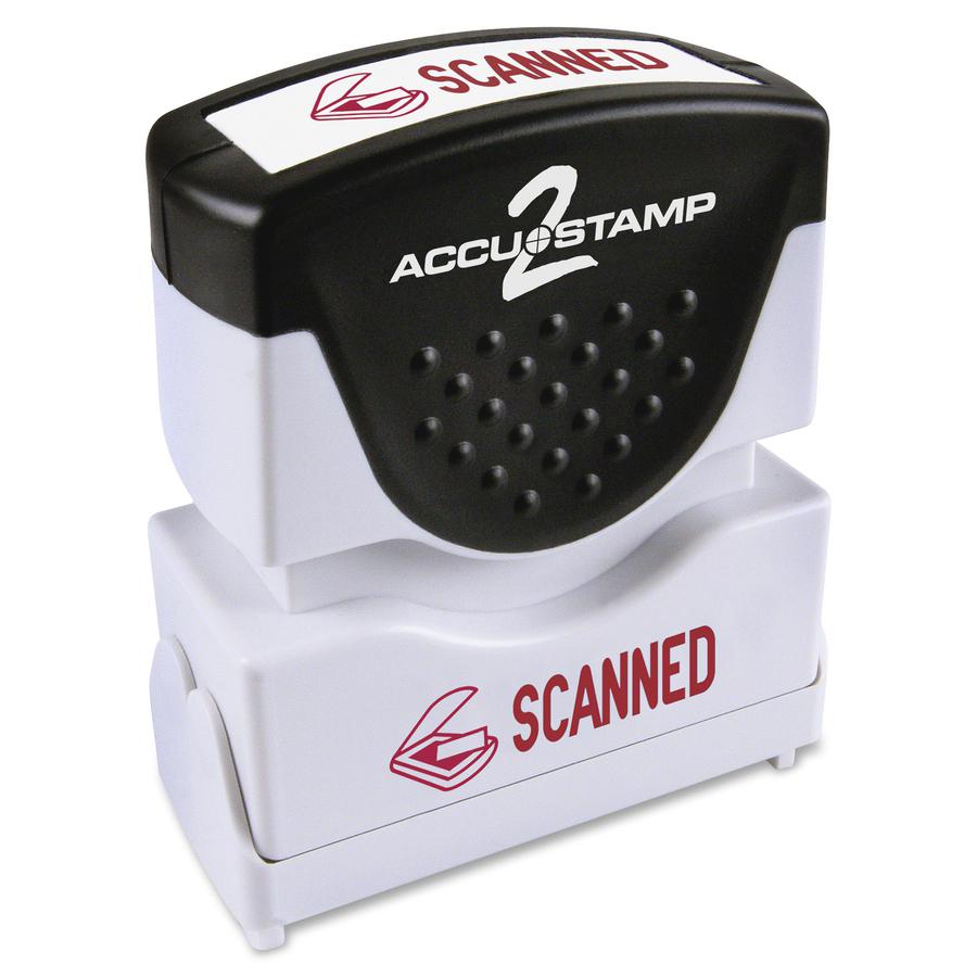 COSCO SCANNED Message Stamp - Message Stamp - "SCANNED" - 0.50" Impression Width - Red - Rubber - 1 Each. Picture 2