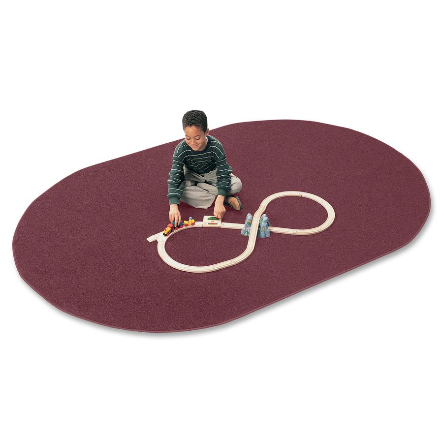 Carpets for Kids Mt. St. Helens Carpet Rug - 108" Length x 72" Width - Oval - Cranberry - Nylon. Picture 3