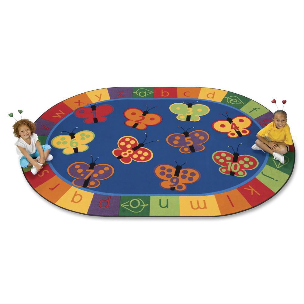 Carpets for Kids 123 ABC Butterfly Fun Oval Rug - 65" Length x 46" Width - Oval - Alphabet, Butterfly, Number. Picture 2