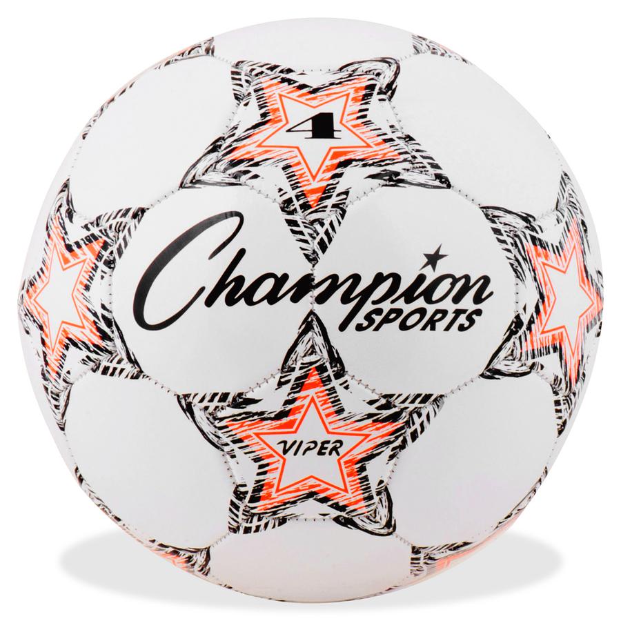 Champion Sports Viper Soccer Ball Size 4 - 8.25" - Size 4 - Thermoplastic Polyurethane (TPU) - Red, Black, White - 1  Each. Picture 2