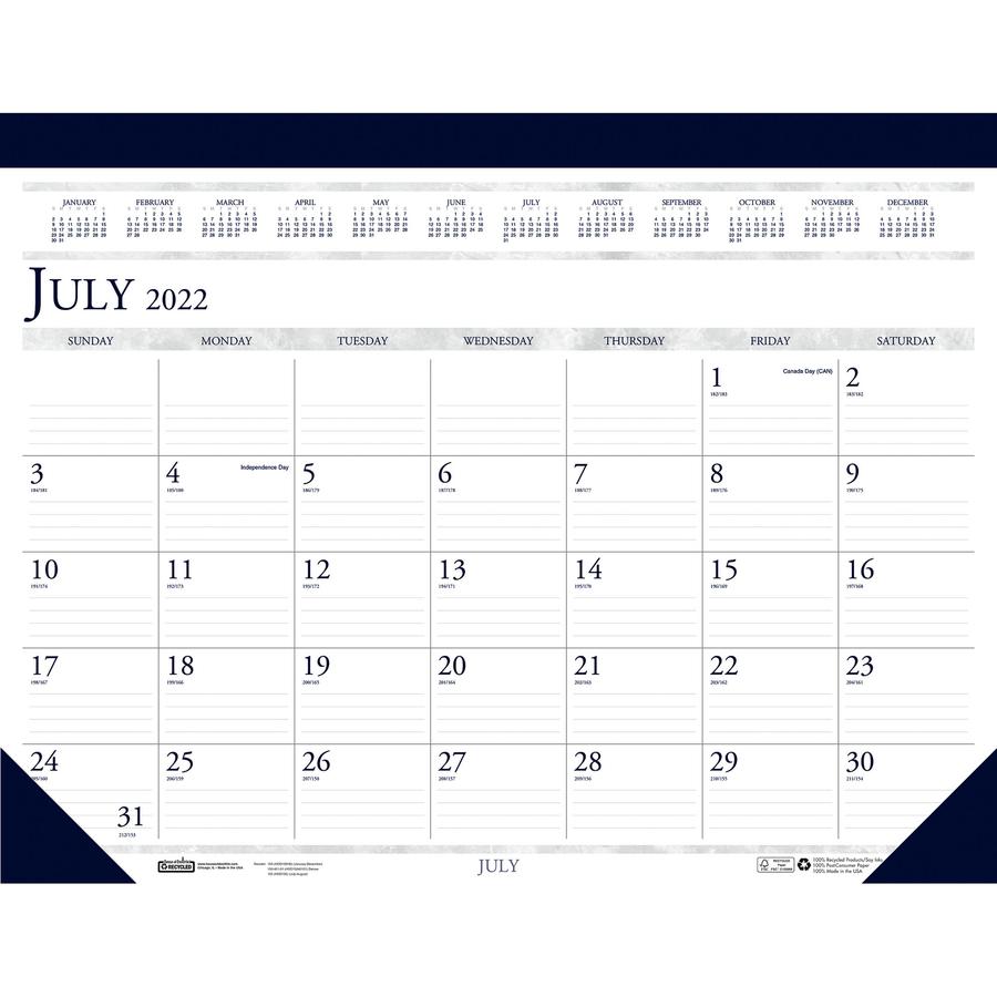 House of Doolittle 18x13 Academic Desk Pad Calendar - Academic - Julian Dates - Monthly - 14 Month - July 2023 - August 2024 - 1 Month Double Page Layout - 18 1/2" x 13" Sheet Size - 2.12" x 3" Block . Picture 2