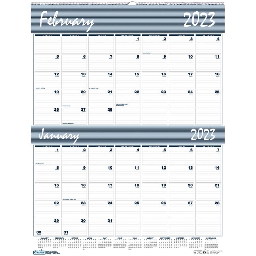 House of Doolittle Bar Harbor Blue/Gray 2-Month Wall Calendar - Julian Dates - Monthly - 12 Month - January 2024 - December 2024 - 2 Month Single Page Layout - 20" x 26" Sheet Size - 2.50" x 1.75" Blo. Picture 2
