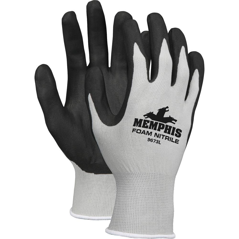 Memphis Shell Lined Protective Gloves - Large Size - Gray, Black, White - Knit Wrist, Comfortable - For Material Handling, Assembling, Farming, Construction, Landscape, Plumbing, Shipping - 1 Dozen - . Picture 2