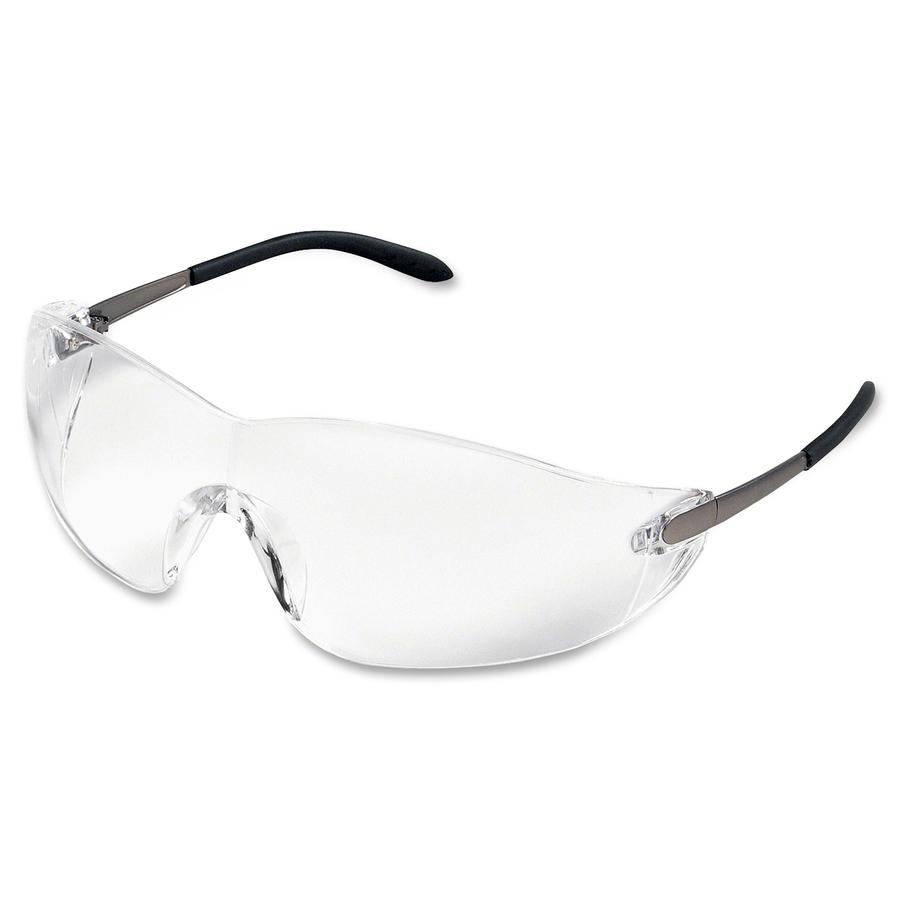 Crews BlackJack Metal Alloy Safety Glasses - Eye, Ultraviolet Protection - Clear Lens - Chrome Frame - Side Shield, Scratch Resistant, Non-slip, Wraparound Lens - 1 Each. Picture 2