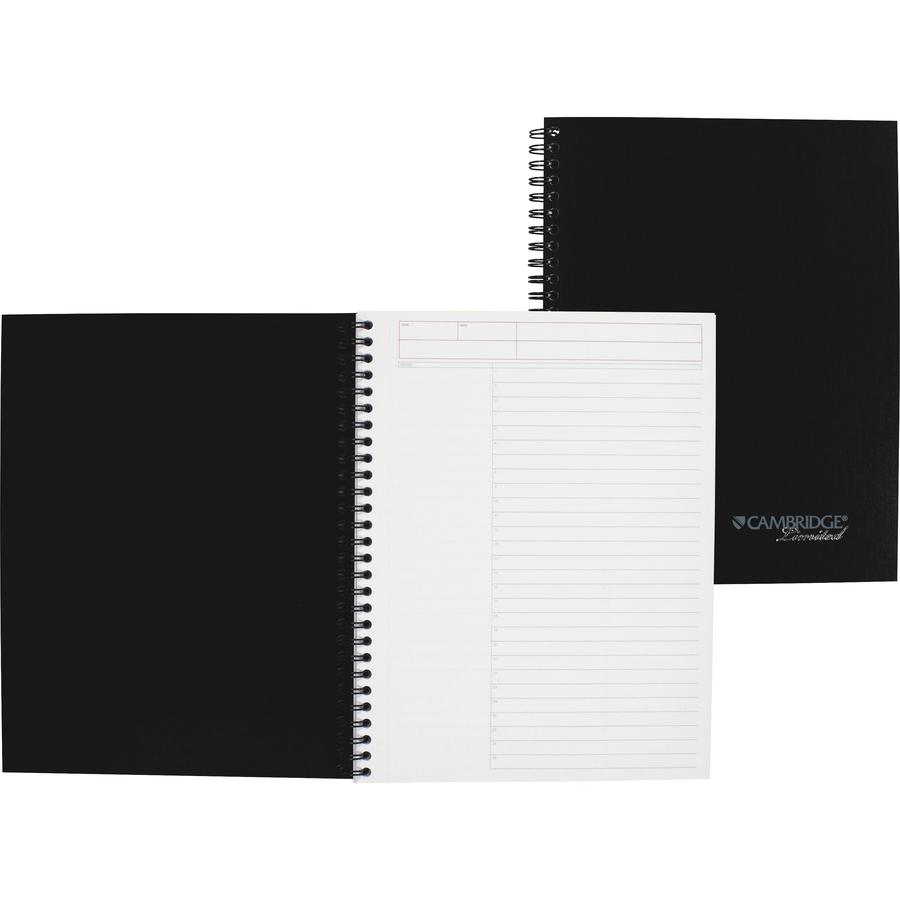 Mead Action Planner Business Notebook - Twin Wirebound - 9.50" x 7.5" x 0.6" - Black Cover - Pocket, Pen Loop, Perforated, Dual-sided Pocket, Bungee - Recycled - 1 Each. Picture 4