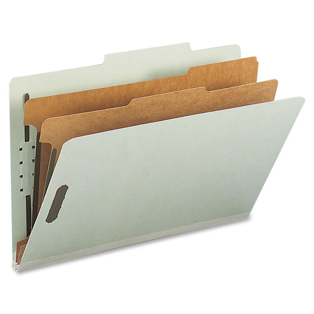 Nature Saver 2/5 Tab Cut Legal Recycled Classification Folder - 8 1/2" x 14" - 6 x Prong K Style Fastener(s) - 1" Fastener Capacity for Divider, 2" Fastener Capacity for Folder - 2 Divider(s) - Gray, . Picture 2