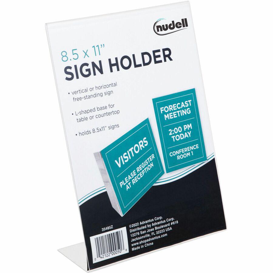 Golite nu-dell One-piece Sign Holder - 1 Each - 8.5" Width x 11" Height - Rectangular Shape - Self-standing - Acrylic - Photo, Award, Certificate - Clear. Picture 7