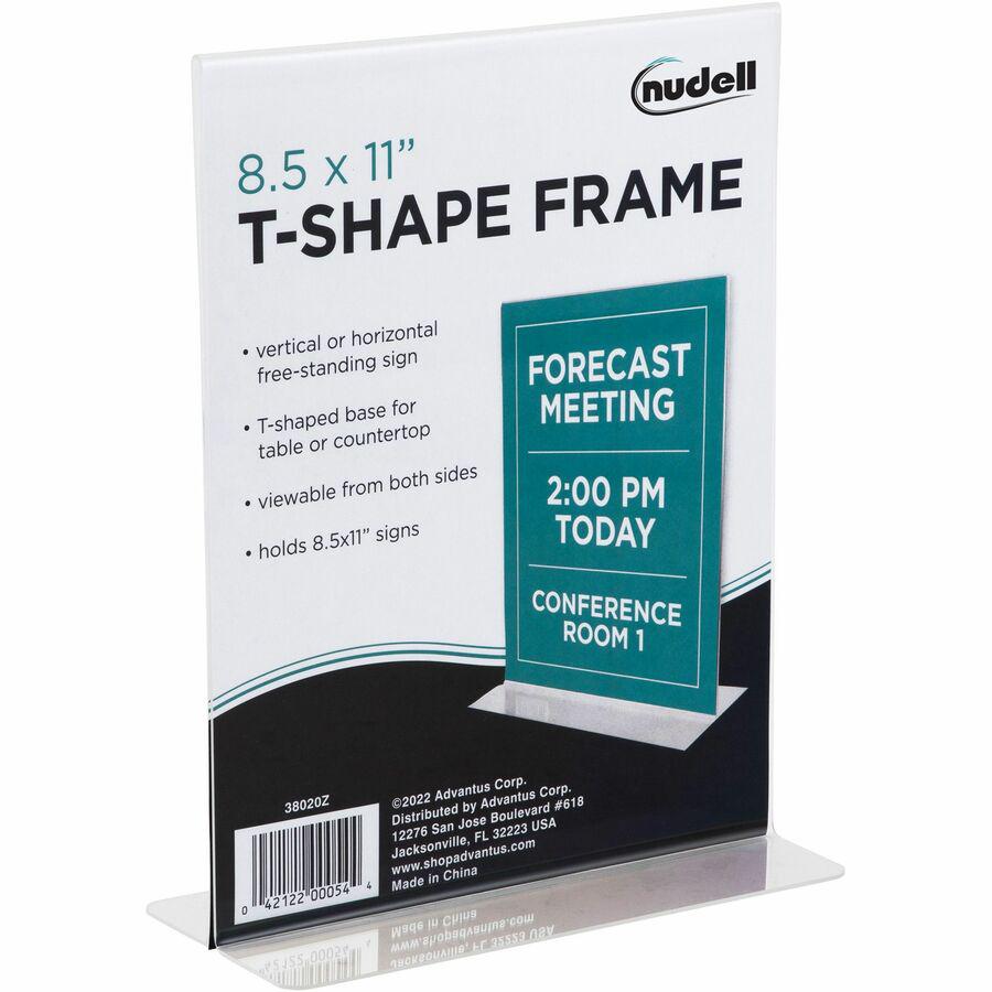 Golite nu-dell Freestanding T-shaped Sign Holder - 1 Each - 8.5" Width x 11" Height - Rectangular Shape - Double Sided - Self-standing - Acrylic - Photo, Signage, Notice - Clear. Picture 7