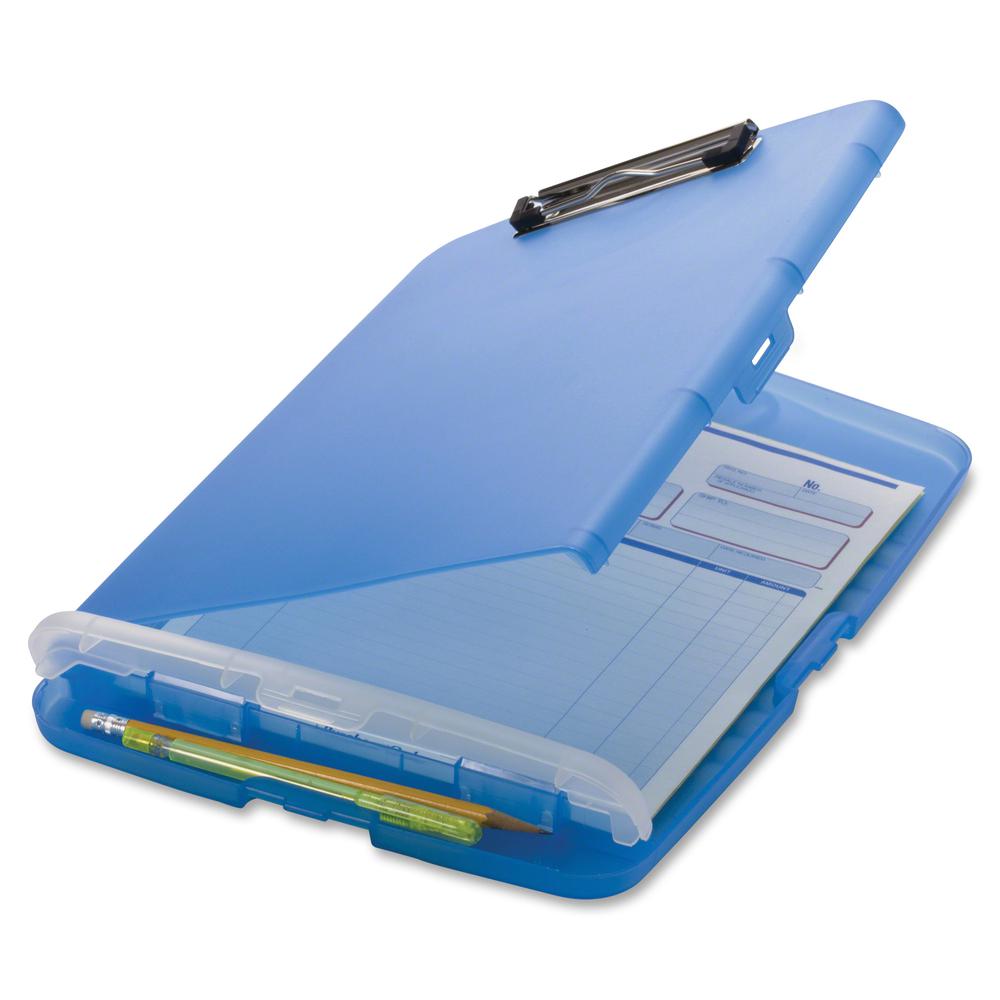 Officemate Slim Clipboard Storage Box - 1" Clip Capacity - 8 1/2" x 11" - Blue - 1 Each. Picture 4