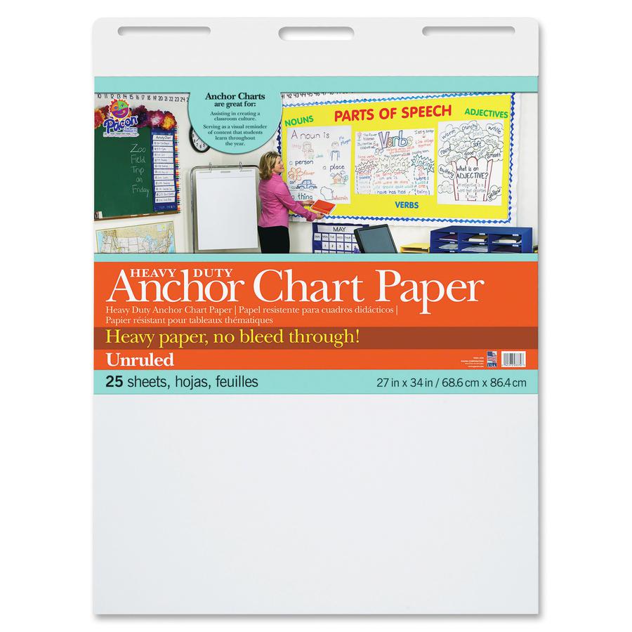 Pacon Heavy-duty Anchor Chart Paper - 25 Sheets - Plain - Unruled - 27" x 34" - White Paper - Heavy Duty, Resist Bleed-through, Recyclable, Built-in Carry Handle - 4 / Carton. Picture 8