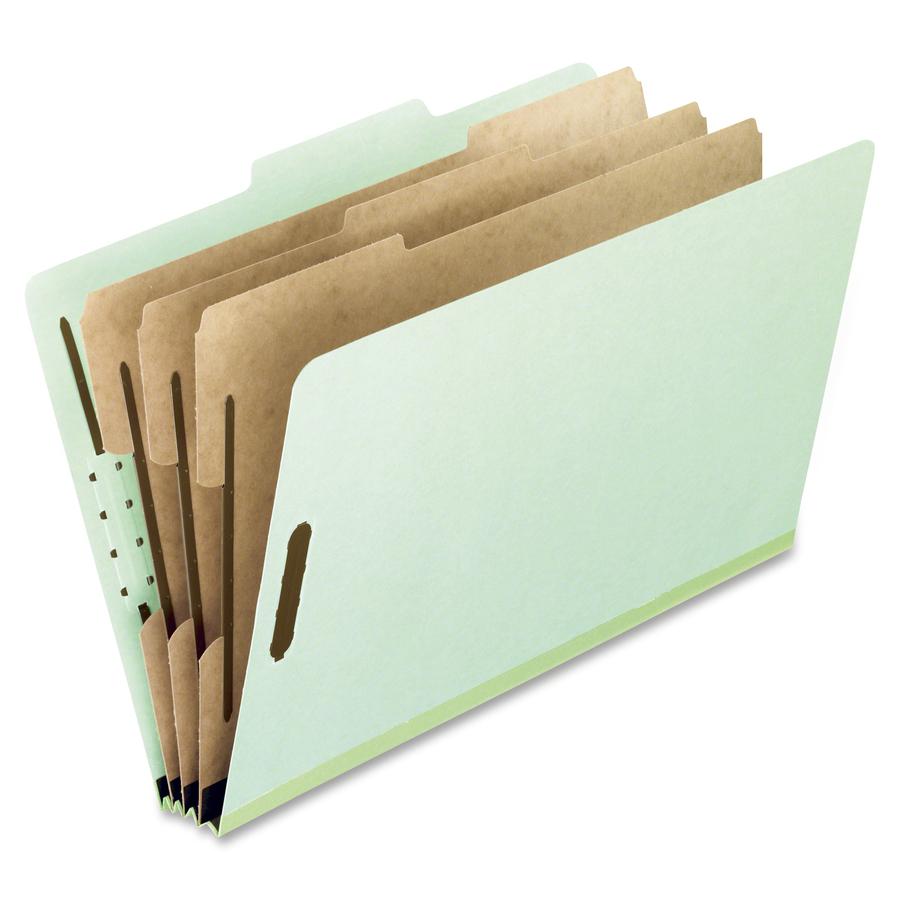 Pendaflex 1/3 Tab Cut Letter Recycled Classification Folder - 8 1/2" x 11" - 400 Sheet Capacity - 3" Expansion - 8 Fastener(s) - 2" Fastener Capacity for Folder - 3 Divider(s) - Light Green - 65% Recy. Picture 2