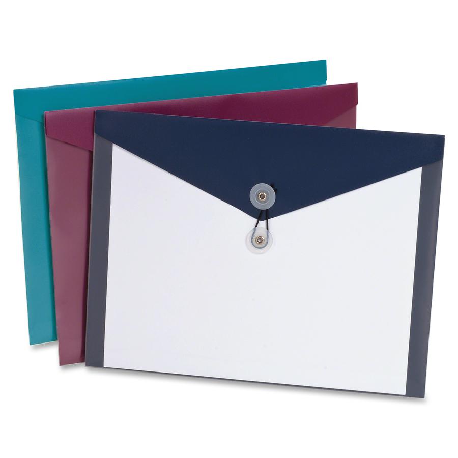 Pendaflex ViewFront Poly Envelopes - Booklet - A4 - 12 1/2" Width - Poly, Polypropylene - 4 / Pack - Assorted, Teal, Burgundy. Picture 2