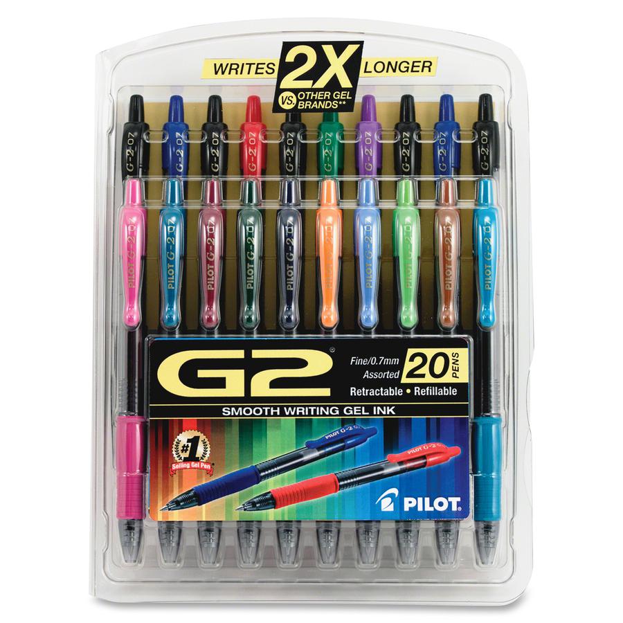 Pilot G2 20-pack Retractable Gel Ink Pens - Fine Pen Point - 0.7 mm Pen Point Size - Refillable - RetractableGel-based Ink - 20 / Pack. Picture 2