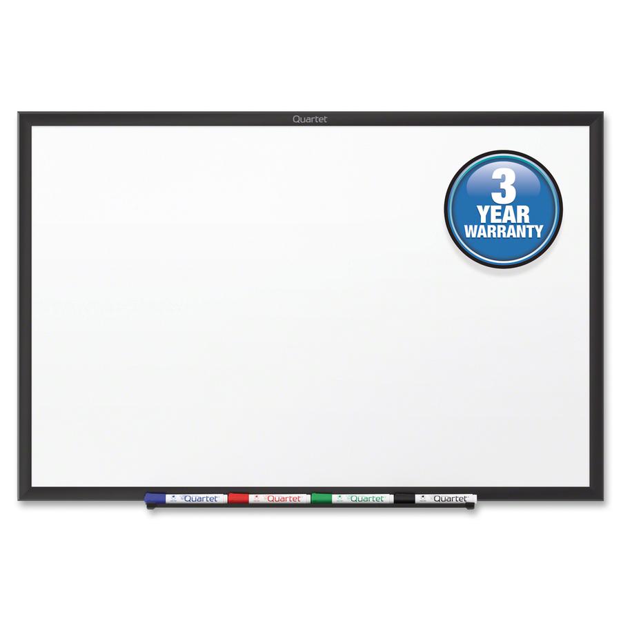 Quartet Classic Total Erase Whiteboard - 72" (6 ft) Width x 48" (4 ft) Height - White Melamine Surface - Black Aluminum Frame - Horizontal/Vertical - 1 / Each - TAA Compliant. Picture 5