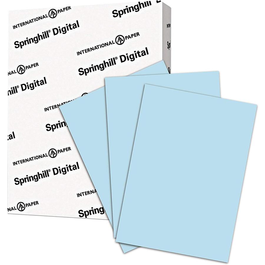 Springhill Multipurpose Cardstock - Blue - 92 Brightness - Letter - 8 1/2" x 11" - 90 lb Basis Weight - Smooth, Hard - 250 / Pack - Acid-free - Blue. Picture 2