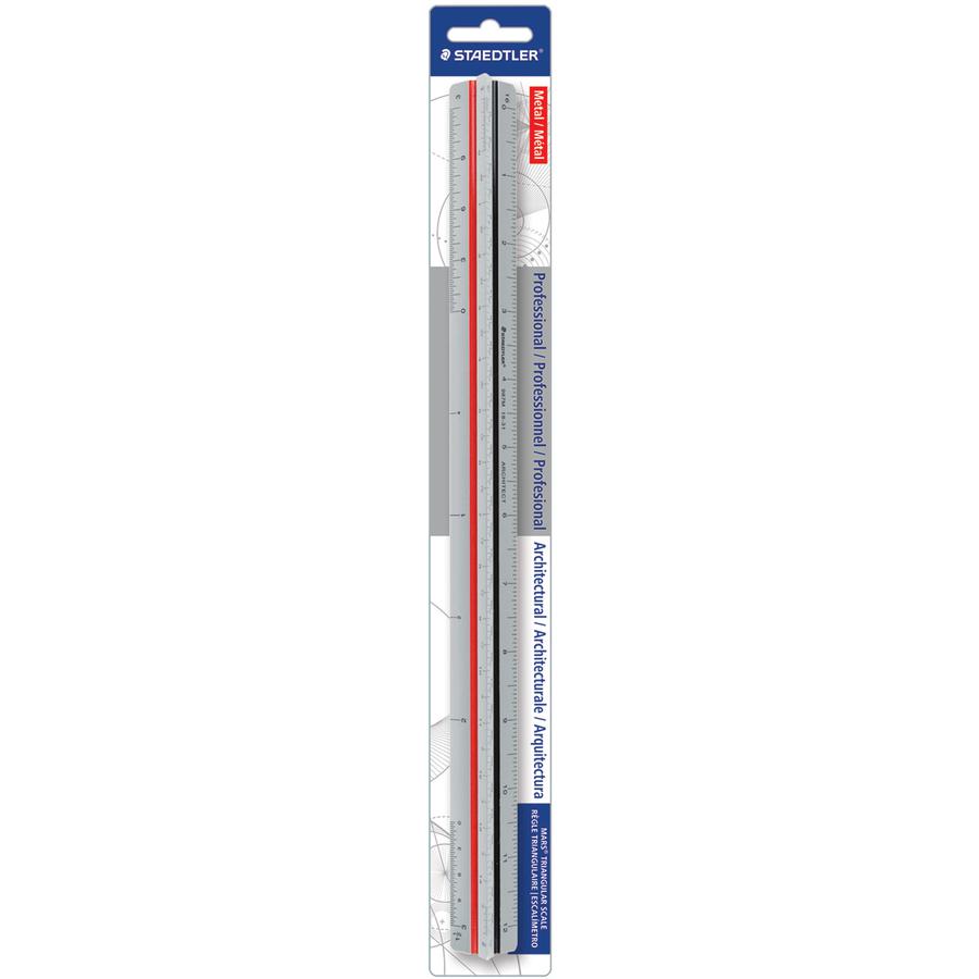 Staedtler Mars Professional Architectural Triangular Scale - 12" Length - Aluminum - 1 Each - Silver. Picture 3