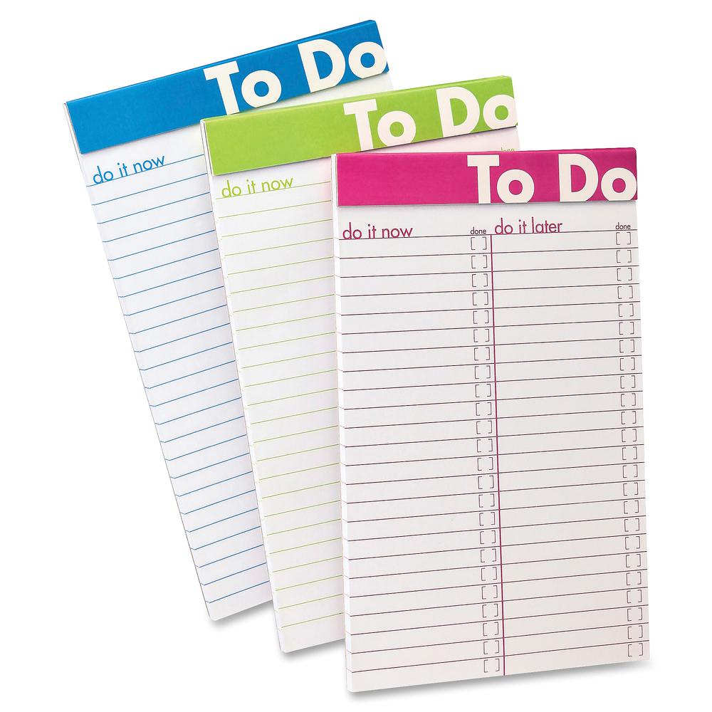 Ampad To Do List Notepad - 50 Sheets - 5" x 8" - White Paper - Assorted Cover - Micro Perforated - 6 / Pack. Picture 2