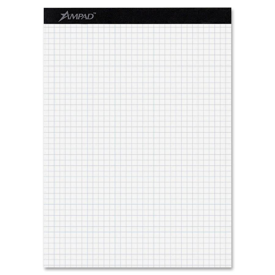 Ampad Quad-ruled Double Sheet Writing Pads - 100 Sheets - Both Side Ruling Surface - 15 lb Basis Weight - 8 1/2" x 11 3/4" - 0.41" x 8.5" x 11.8" - White Paper - Dual Sided, Micro Perforated, Easy Tea. Picture 2