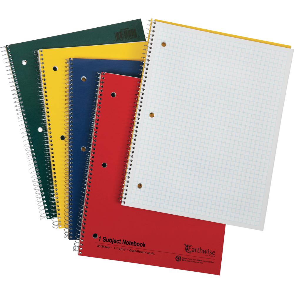 Oxford 3 - Hole Punched Wirebound Notebook - Letter - 80 Sheets - Wire Bound - 15 lb Basis Weight - Letter - 8 1/2" x 11" - White Paper - AssortedKraft Cover - Micro Perforated, Rigid, Subject - Recyc. Picture 2