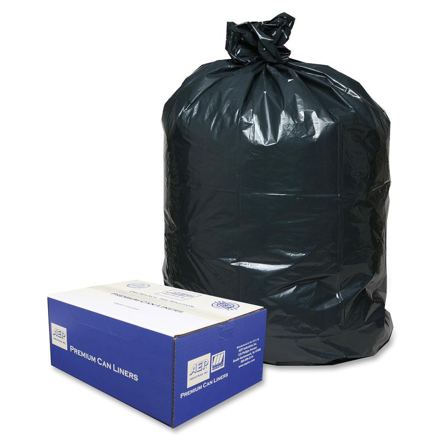 Berry Opaque Linear Low-Density Can Liners - Extra Large Size - 60 gal Capacity - 38" Width x 58" Length - Low Density - Black - 100/Carton - Can - Recycled. Picture 2