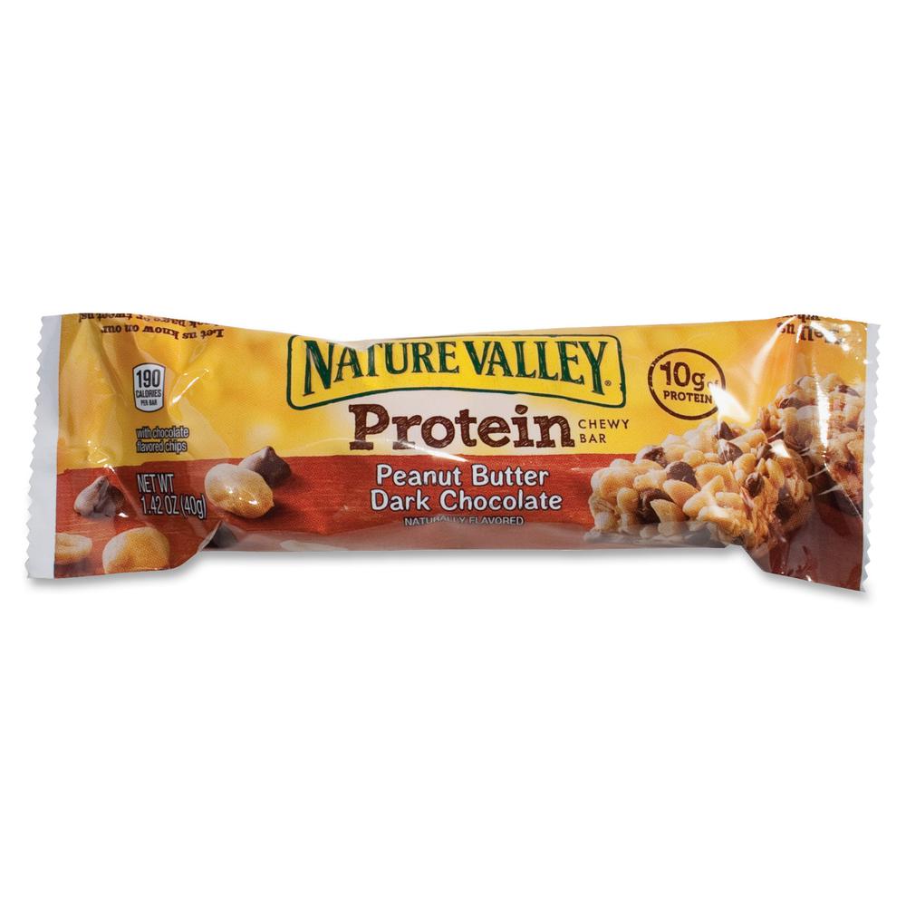 NATURE VALLEY Peanut Butter Protein Bar - Peanut Butter, Dark Chocolate - 1.42 oz - 16 / Box. Picture 2
