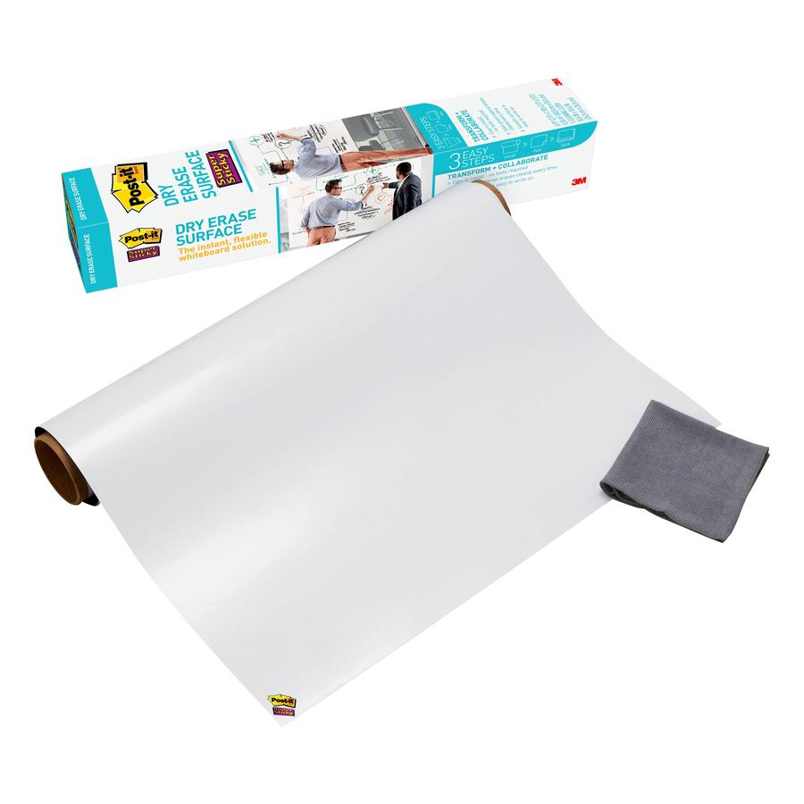 Post-it&reg; Self-Stick Dry-Erase Film Surface - White Surface - 24" (2 ft) Width x 36" (3 ft) Length - White Film - Rectangle - 1 / Pack. Picture 15