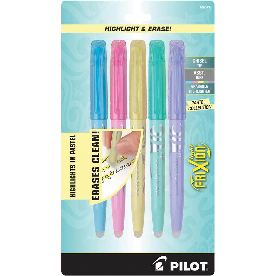 Pilot FriXion Light Pastel Erasable Highlighters - Chisel Marker Point Style - Yellow, Pink, Green, Purple, Blue - 5 / Pack. Picture 3