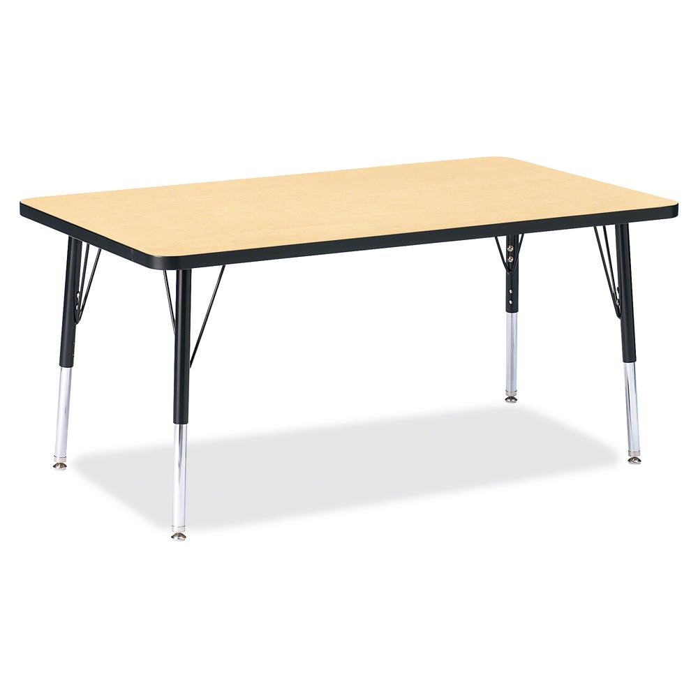 Jonti-Craft Berries Height Maple Top Black Edge Rectangle Table - Laminated Rectangle, Maple Top - Adjustable Height - 15" to 24" Adjustment - 48" Table Top Length x 30" Table Top Width x 1.13" Table . Picture 3