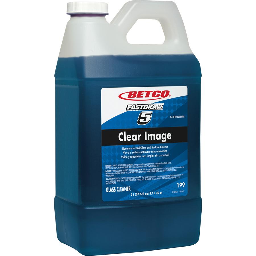 Betco Clear Image Glass Cleaner - FASTDRAW 5 - Concentrate Liquid - 67.6 fl oz (2.1 quart) - Grape, Rain Fresh Scent - 1 Each - Blue. Picture 2