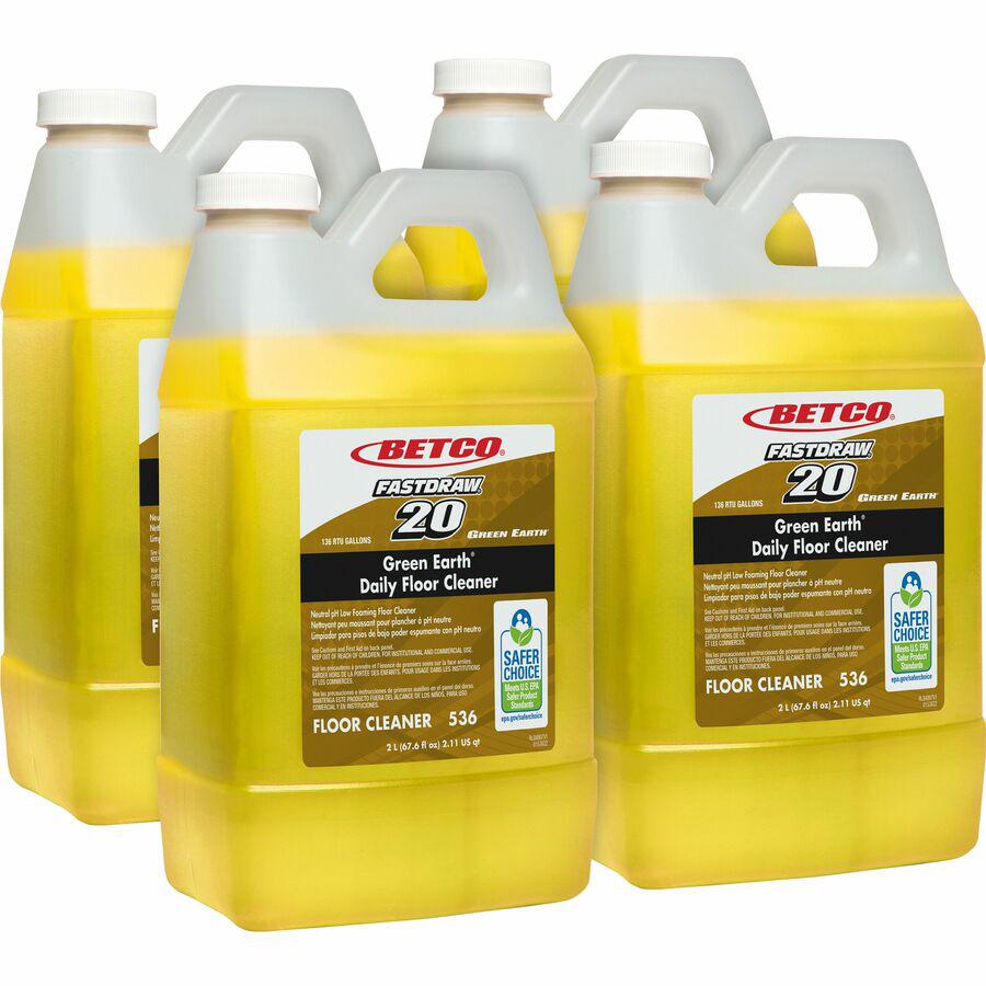 Green Earth Concentrated Daily Floor Cleaner - 67.6 fl oz (2.1 quart) - Bottle - 4 / Carton - Yellow. Picture 2