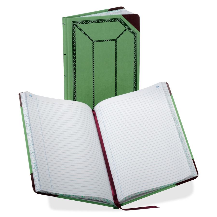 Boorum & Pease Boorum 67-1/8 Series Record-Ruled Account Books - 250 Sheet(s) - Sewn Bound - 12.50" x 7.63" Sheet Size - Green - Olive Green Cover - 1 Each. Picture 2