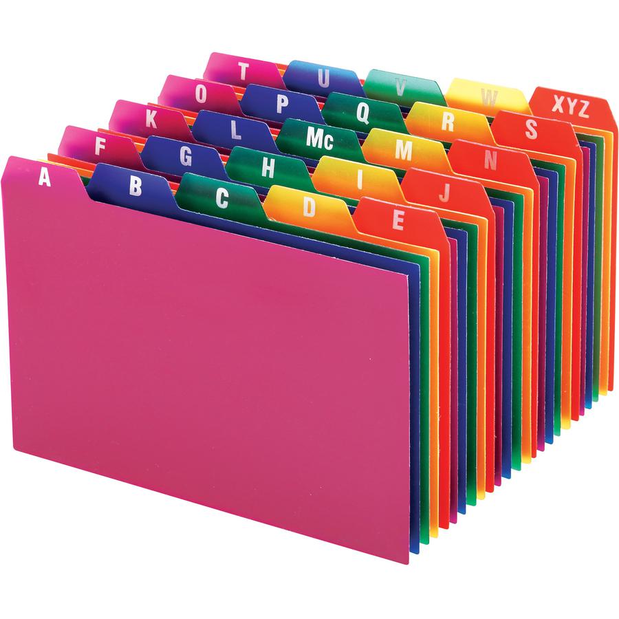 Oxford A-Z Poly Filing Index Cards - Printed Tab(s) - Character - A-Z - 6" Divider Width - Blue Poly, Green, Magenta, Strawberry, Lemon Divider - Blue, Green, Magenta, Strawberry, Lemon Tab(s) - 25 / . Picture 2