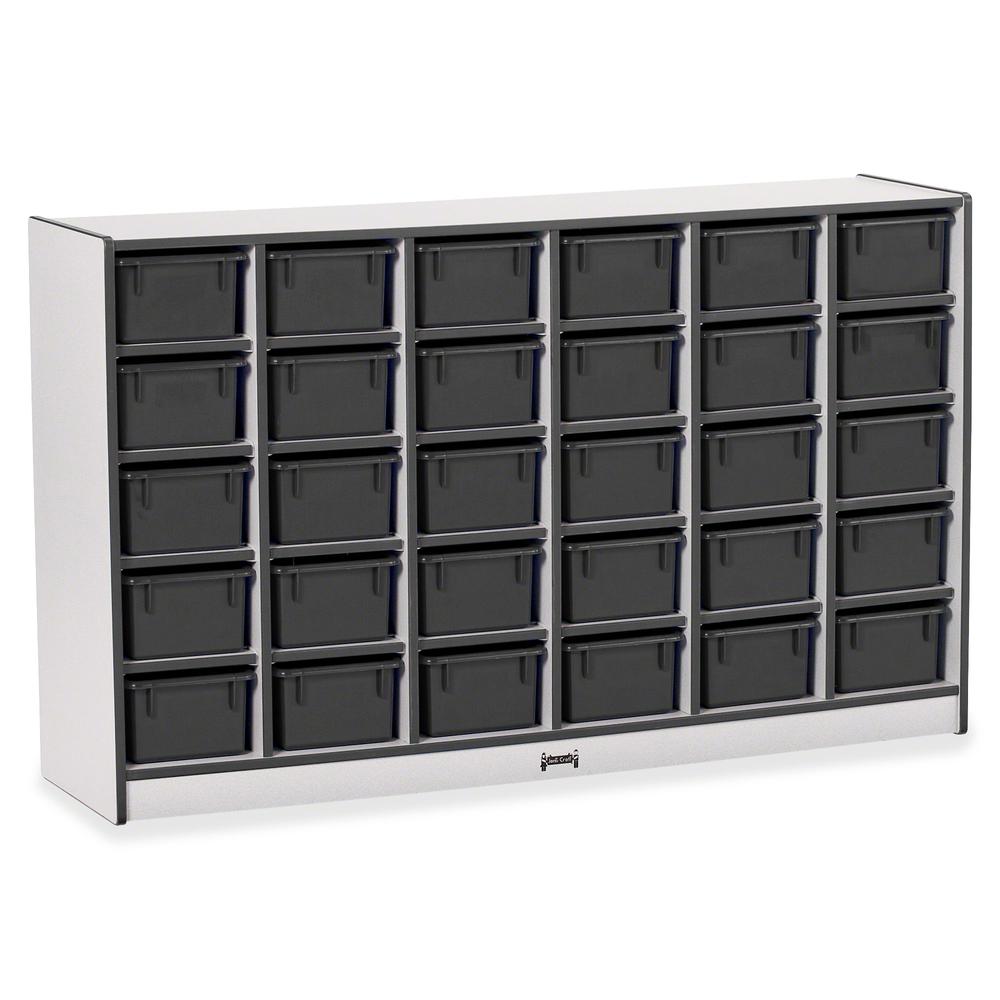 Jonti-Craft Rainbow Accents Cubbie-trays Storage Unit - 30 Compartment(s) - 35.5" Height x 57.5" Width x 15" Depth - Laminated, Chip Resistant - Black - Rubber - 1 Each. Picture 3