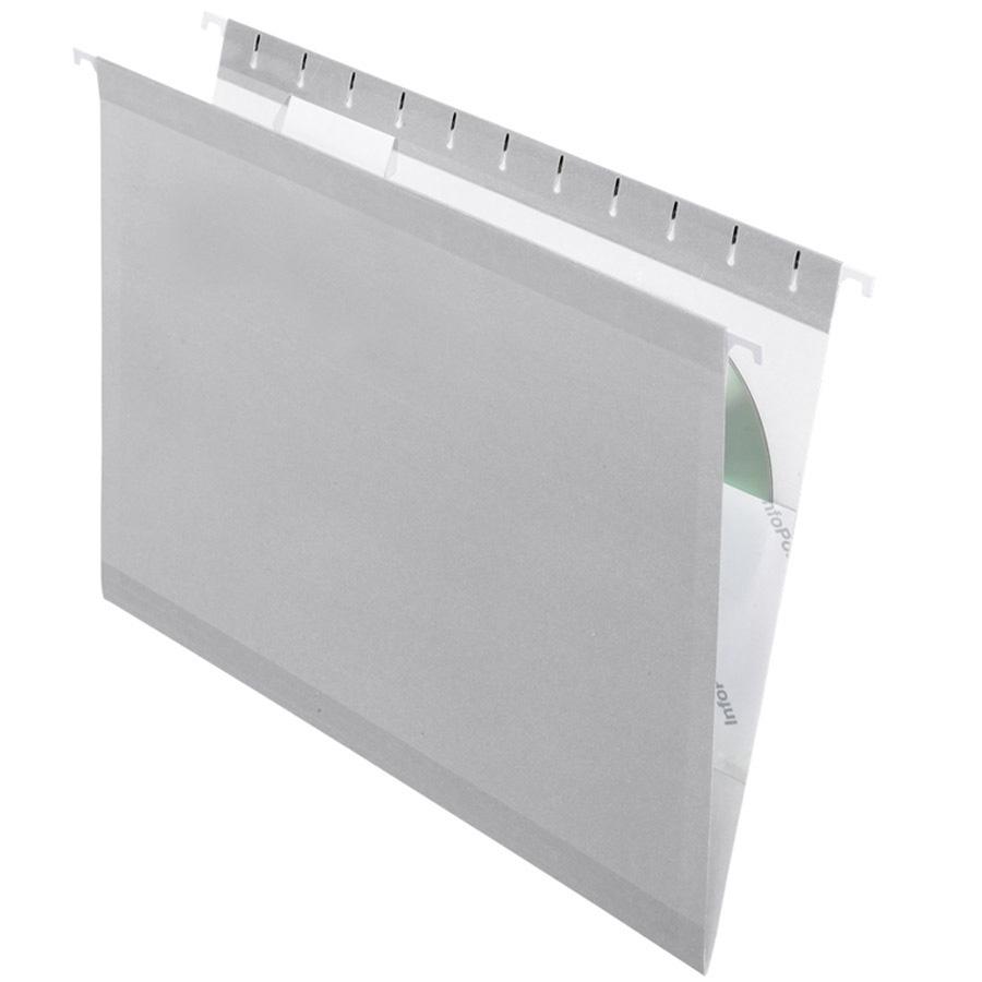 Pendaflex 1/5 Tab Cut Legal Recycled Hanging Folder - 8 1/2" x 14" - Internal Pocket(s) - Gray - 10% Recycled - 25 / Box. Picture 2
