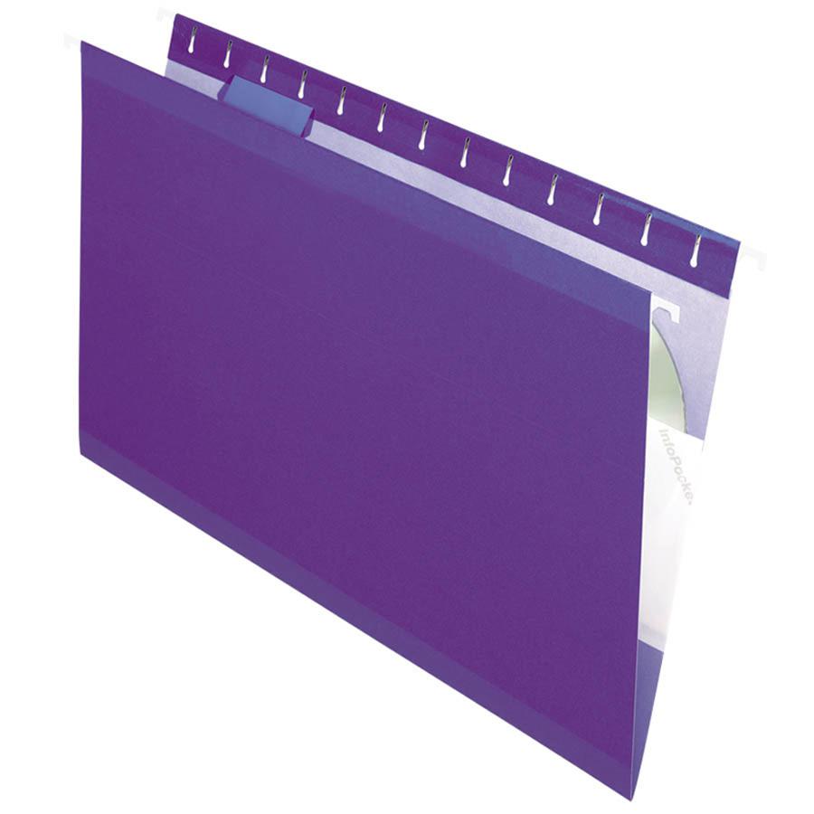 Pendaflex 1/5 Tab Cut Legal Recycled Hanging Folder - 8 1/2" x 14" - Violet - 10% Recycled - 25 / Box. Picture 2