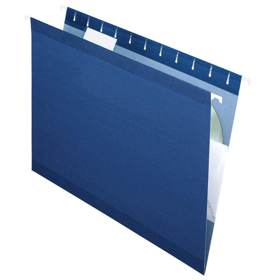 Pendaflex 1/5 Tab Cut Letter Recycled Hanging Folder - 8 1/2" x 11" - Navy - 10% Recycled - 25 / Box. Picture 2