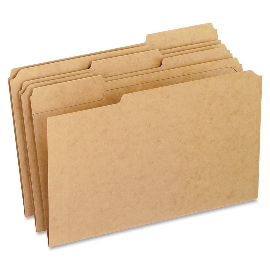 Pendaflex 1/3 Tab Cut Legal Recycled Top Tab File Folder - 8 1/2" x 14" - 3/4" Expansion - Kraft - 10% Fiber Recycled - 100 / Box. Picture 2
