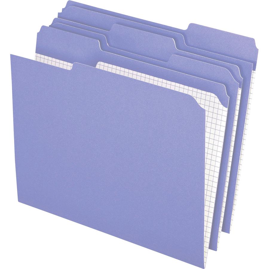 Pendaflex 1/3 Tab Cut Letter Recycled Top Tab File Folder - 8 1/2" x 11" - 3/4" Expansion - Top Tab Location - Assorted Position Tab Position - Lavender - 10% Fiber Recycled - 100 / Box. Picture 2