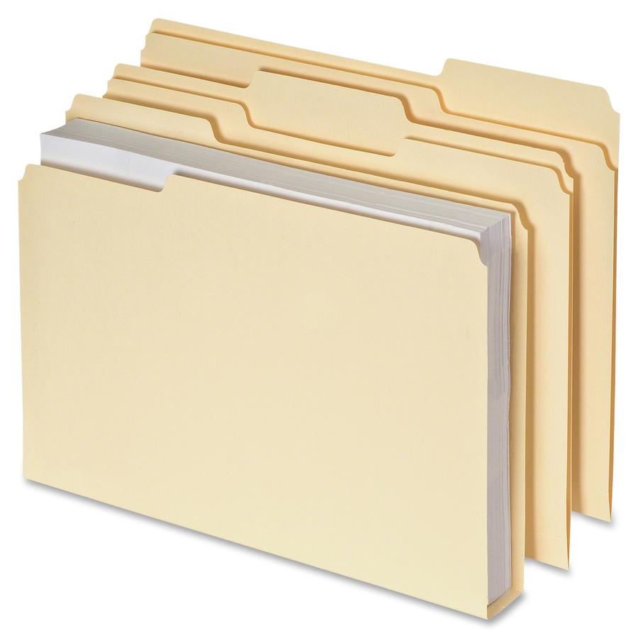 Pendaflex Double Stuff 1/3 Tab Cut Letter Recycled Top Tab File Folder - 8 1/2" x 11" - 600 Sheet Capacity - Top Tab Location - Assorted Position Tab Position - Paper Stock - Manila - 10% Fiber Recycl. Picture 2
